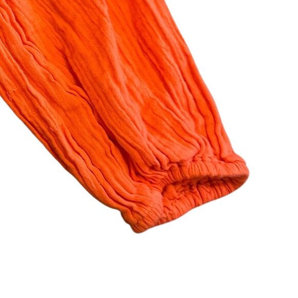Gap Bright Orange Long Sleeve Shirt Top Blouse Comfy Gauze Crew Neck Size Small - Picture 8 of 10